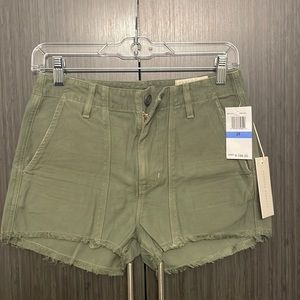 Citizens of Humanity Womens Frayed Cotton Shorts Size: 25 Color: Light Green